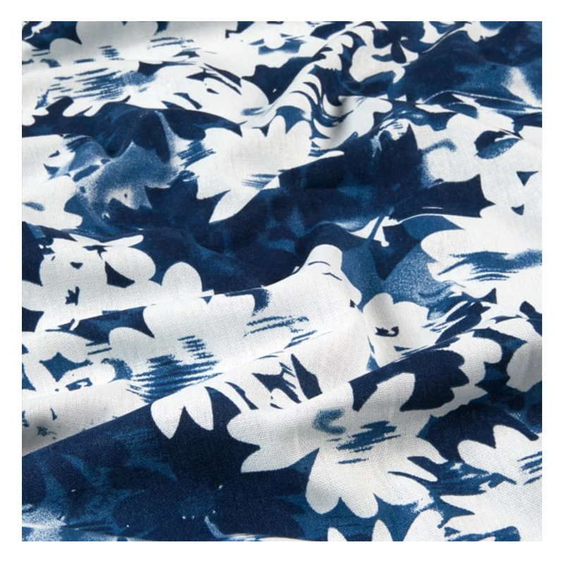 Custom printing viscose cotton spandex digital cupro satin cupra blend flower navy rayon fabric roll rayon viscose