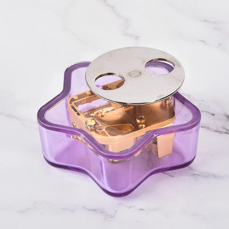 Star Shape  Acrylic Music Box With Wind Up Mechanism