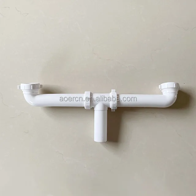 For Bathtub Sink Drainage Toilet Flexible Plastic Drain T-Trap Tube