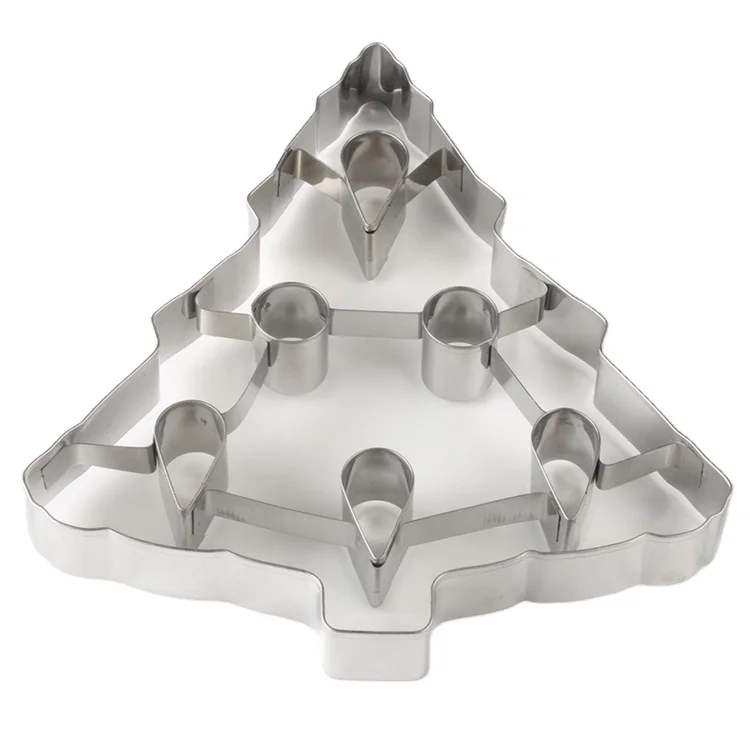 7.5inch Large Stainless Steel 3D Christmas Tree Cookie Cutters For Kitchen Baking