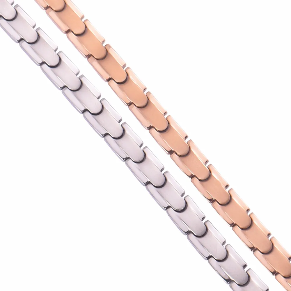 Silver Pure Titanium Magnetic Therapy Chain Germanium Necklace for Neck Arthritis Headaches