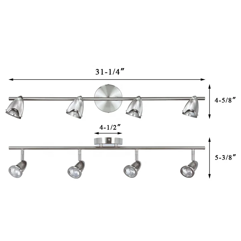 Modern Ceiling Track Light Bar Fixture Brushed Nickel Adjustable Track Lighting for Kitchen Dining Room