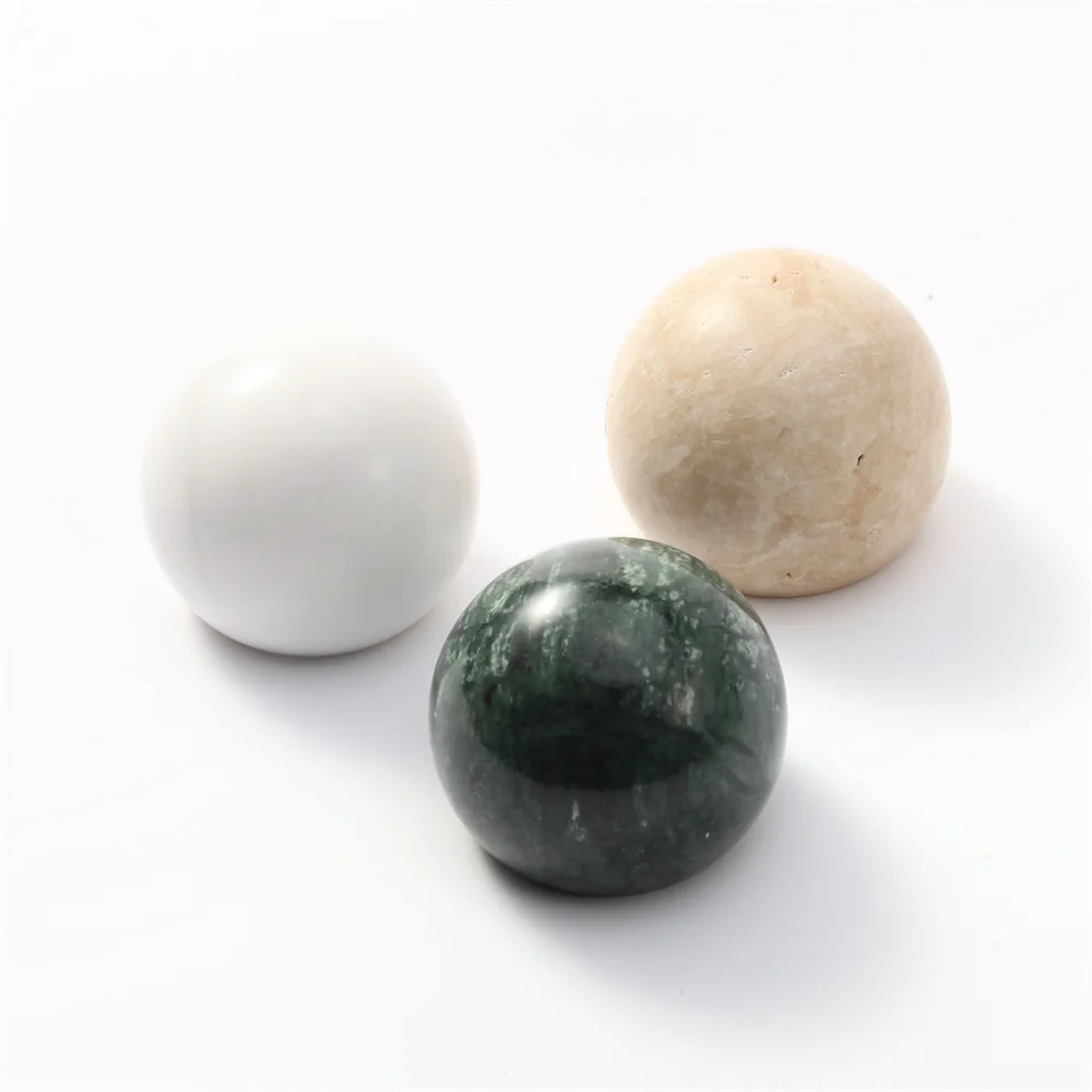 Maxery Natural Travertine Stone Knobs, Cabinet Handles Green White Black Marble Balls Cute Wardrobe Door Handle Cabinet Handles