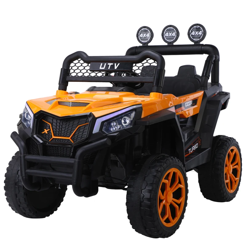 Dynamic music, dazzling lights, four-wheel drive + 12V8A large battery + mobile phone remote control four-wheel toy car