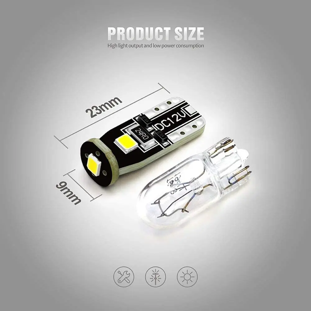 Evitek Amber White 12V T10 W5W Canbus T10 3030-3SMD Car Auto Led Bulb for Parking Lamp