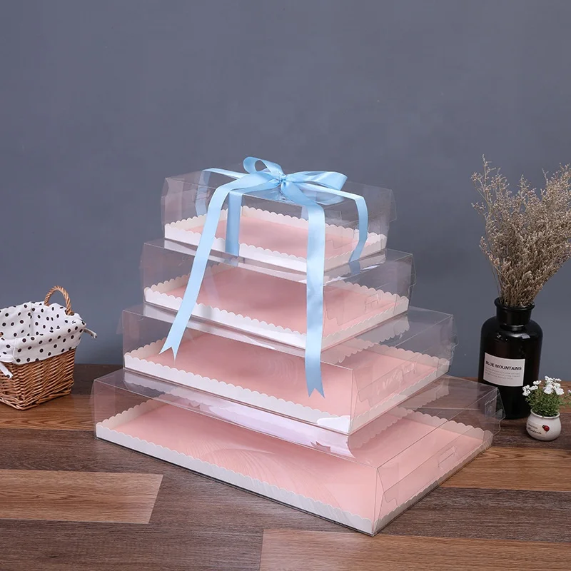 Factory Wholesale Rectangle Transparent Cake Boxes Wedding Party Cake Packaging Box Clear Cake Boxes For Sale