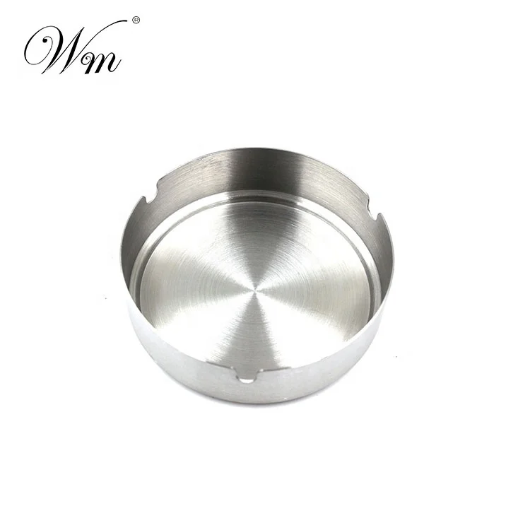 Wholesale Stainless steel Single Wall Outdoor Ashtray Cigar Ashtray Tabletop Round Stainless Steel Ash Tray