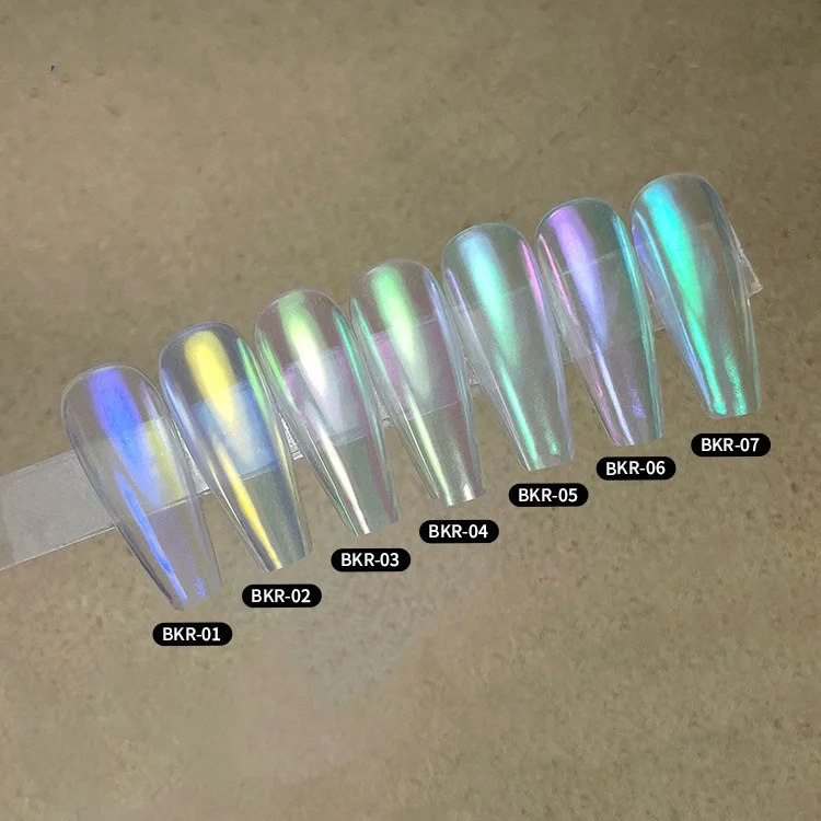 2024 New Aurora Chrome Powder Nail Chameleon Pigment White Pearl Chrome Powder Nails Super Fine 7 Colors For Nails