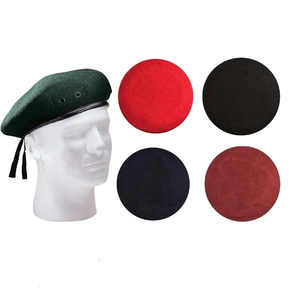 XINXING Custom High Quality 100% WOOL Cotton Brown Khaki Blue Red Tactical Combat Beret Hat Cap