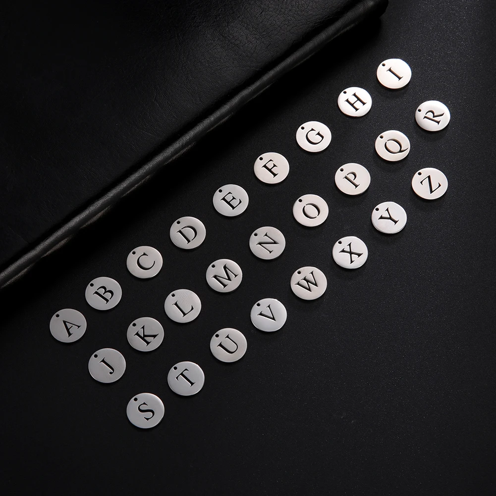 26 pcs/lot Capital Letter Charm Stainless Steel Alphabet Pendant for Necklace Bracelet Earring Jewelry Making Wholesale