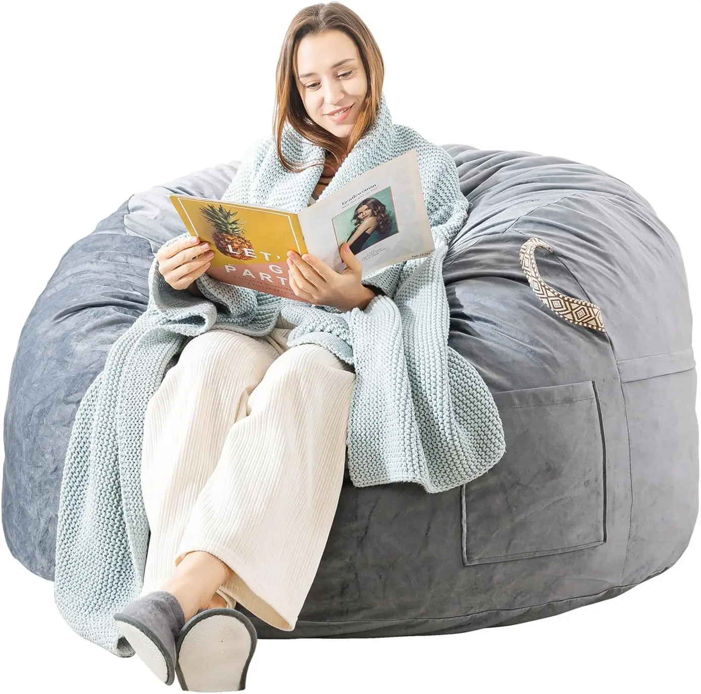 4 ft Memory Foam Bean Bag Chairs for Adults with Filling and Removable Outer Cover
