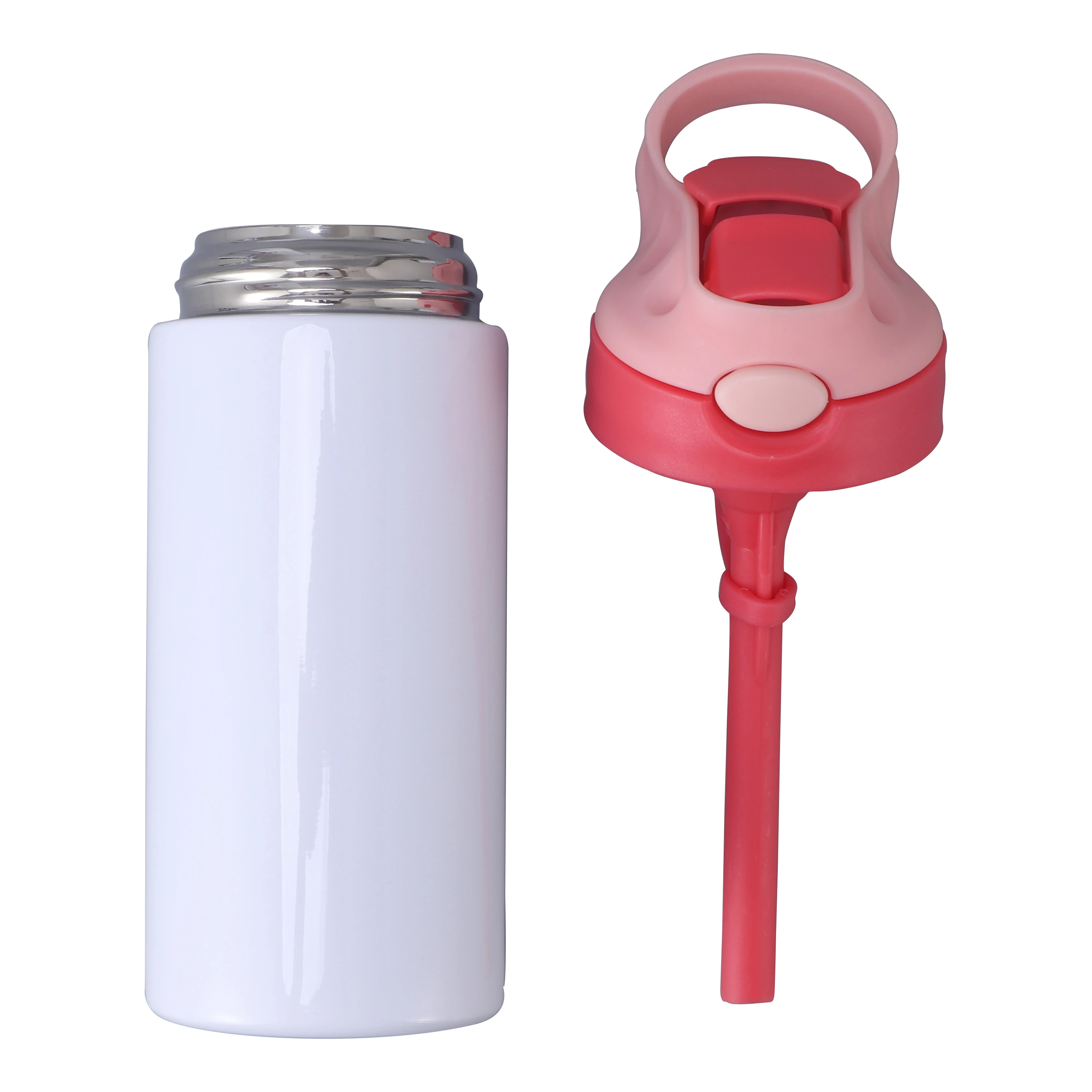 350 ml 12 Oz Double Wall White Screw On Flip Top Lid Sublimation Blank Straight Water Bottles Tumbler For Kids