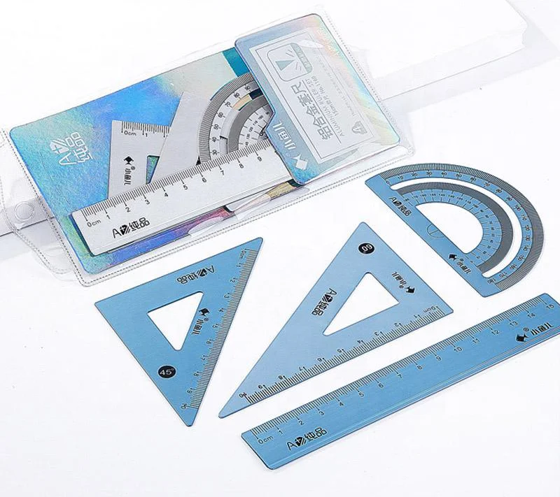Metal straight ruler Aluminum Alloy ruler set 15cm drawing ruler measuring tools school stationary