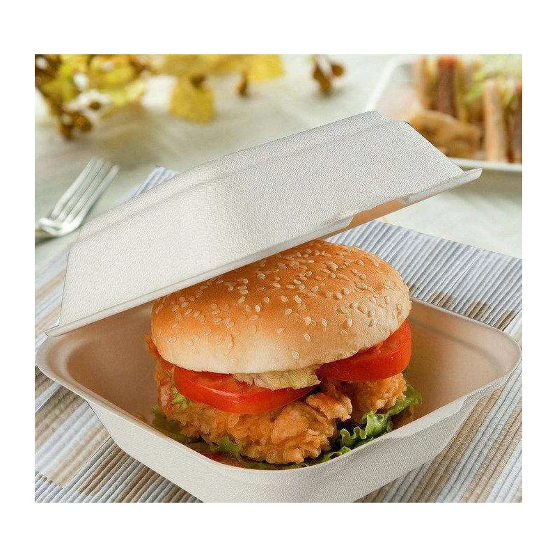 Disposable Breakfast Boxes Food & Beverage Packaging Hamburger 21±0.5g/piece Bagasse Congrun Accept CHB001 CN;SHN Square 1 Box