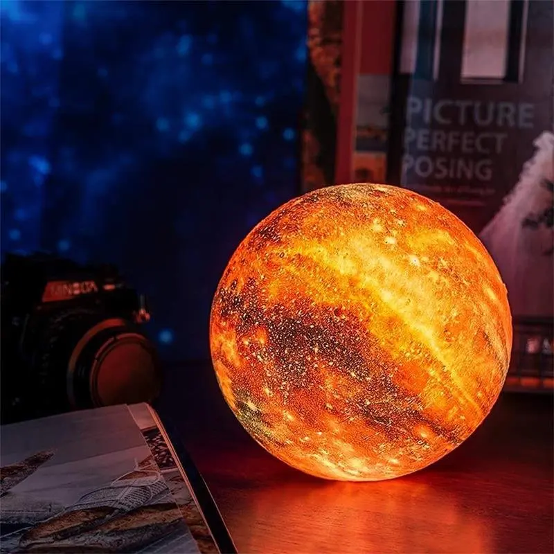 18cm Rechargeable Dimmable Touch LED 3D Printed Moon Lamp Customized Modern Blue Shade Photo Moon Light Kid Gifts