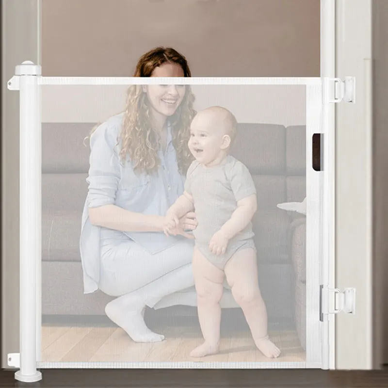 High Quality Safety Pets-Mesh-Gates Children Door Stair Sliding Retractable Safety Baby Pets Gate