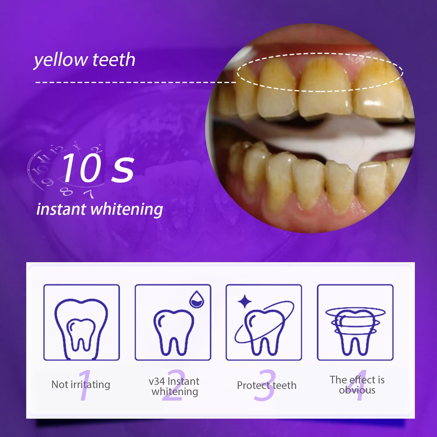 v34 Purple toothpaste to remove smoke stains teeth whitening toothpaste
