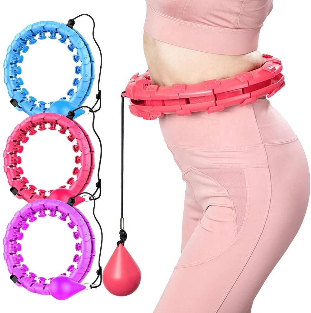 24 Red Color Knots Plastic Adjustable Detachable Weighted Hoola Fitness Hoops Smart For Adults Weight Loss