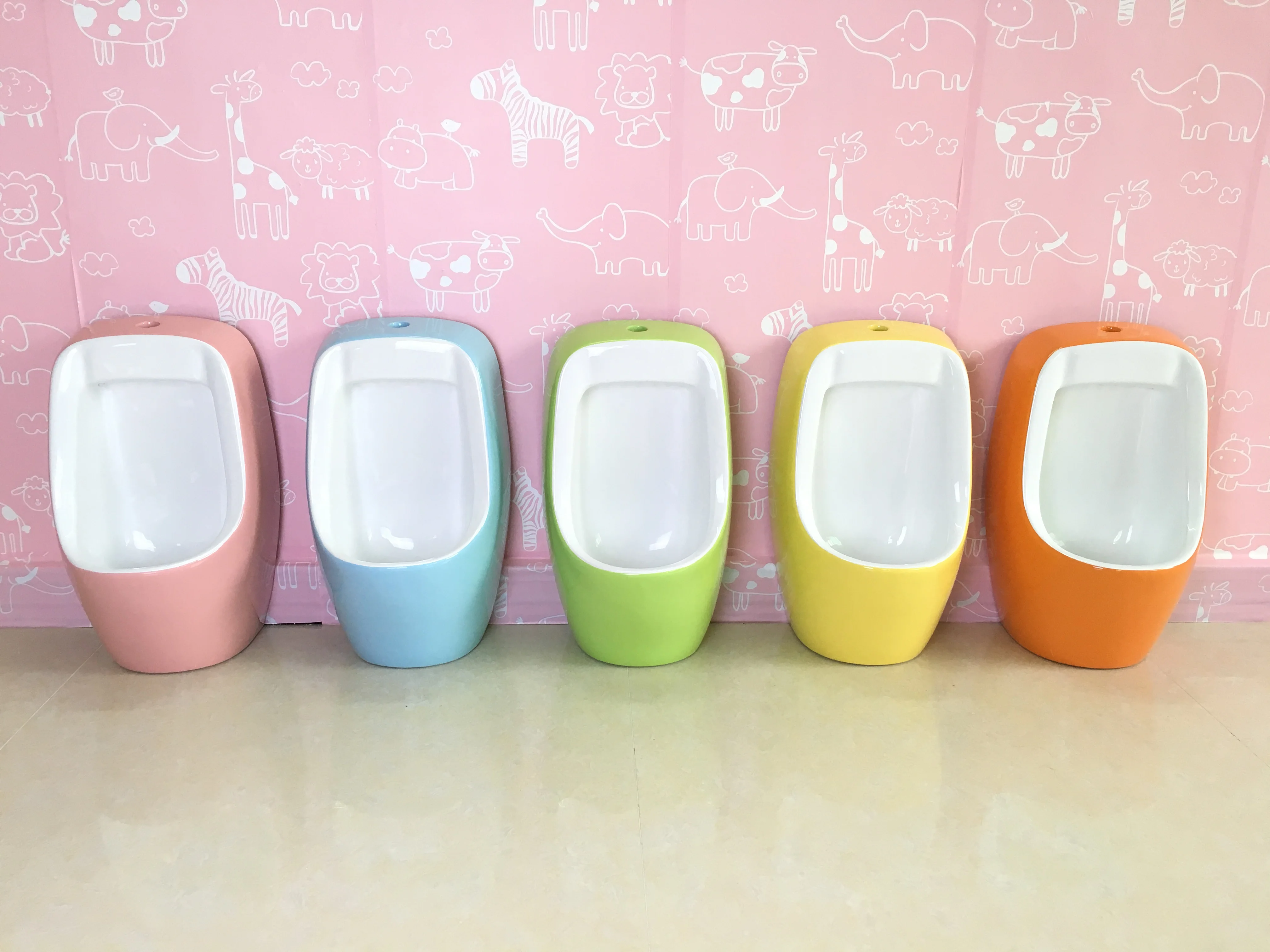 KD-K001UA Artistic Colored Sanitary Ware for Kindergarten Wall Mounted Ceramic Urinal Trap Pink Colored Small Size Urine Bowl
