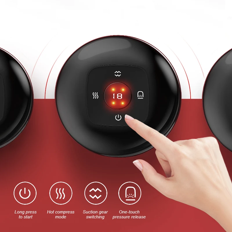 BEISIDE One-button Release Pressure Heating Vacuum Hijama Therapy Massager Cupping Electric Scraping Cupping Machine For Body