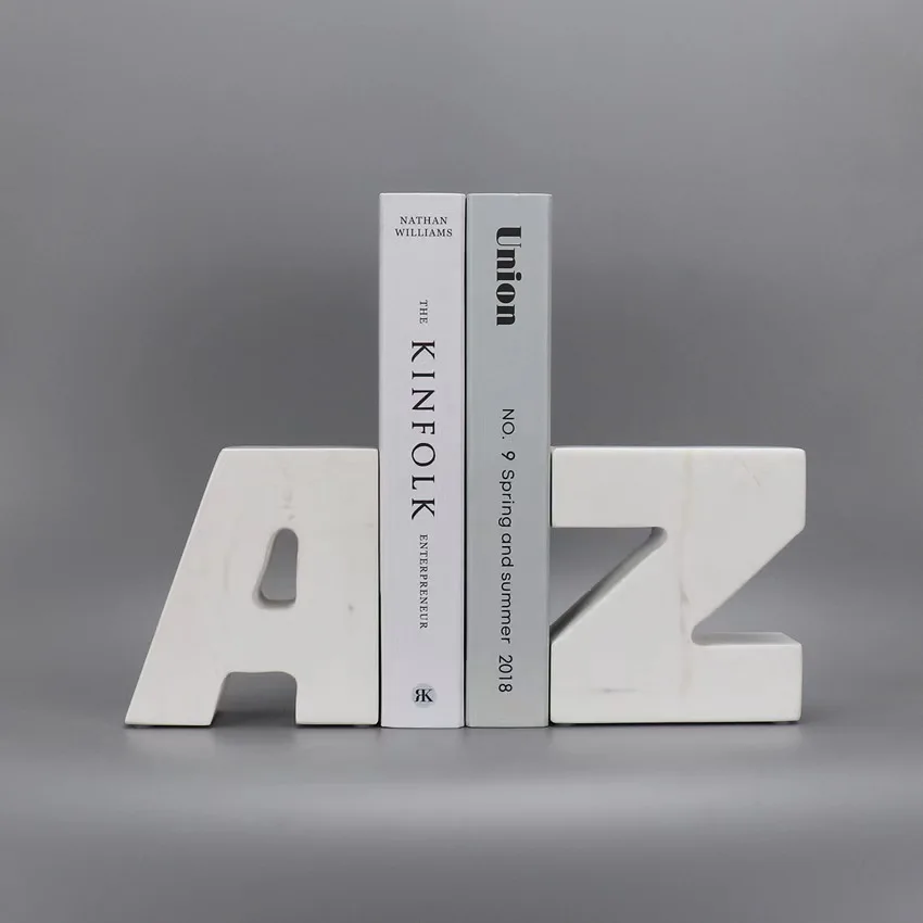 White and Black Marble Bookend Home Decorative Special Gift Marble Book End Stone Bookends