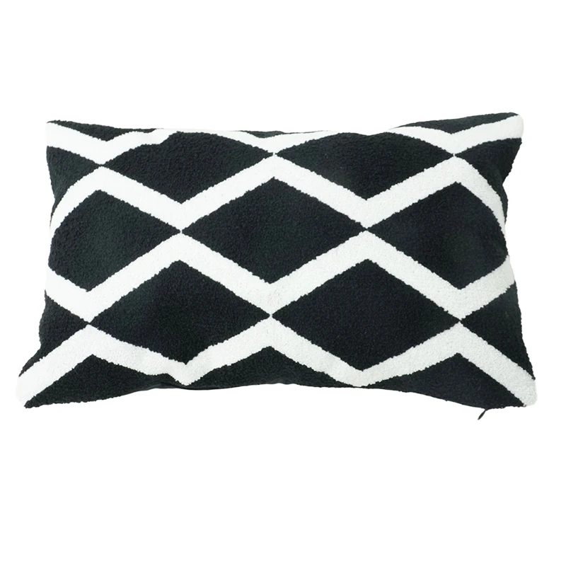 30*50cm F Hetter Fashion Home Black and White Diamond Lattice Tufted Pillow Case/Cushion Cover
