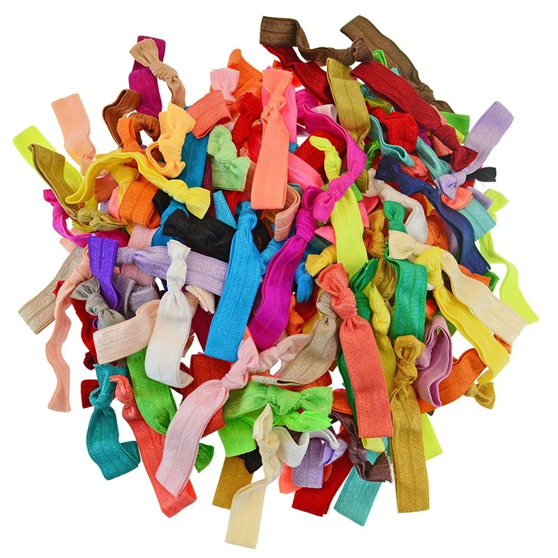 wholesale FOE No Crease Hair Elastics Bands Logo Custom Women Ribbon Hair Ties