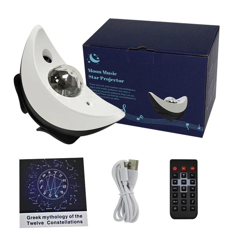Moon Boat Smart Remote Control Music Star Light Twelve Zodiac Signs Romantic Projector Water Pattern Projection Light