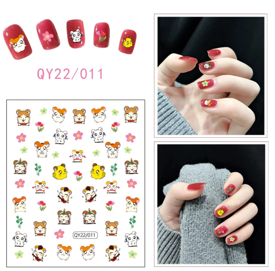 Nail Decals Sticker Bear Cartoon Cute Nail Art Water Stickers Tips DIY Decoration 3D Fruit Flower Branch Graffiti Abstract Paint