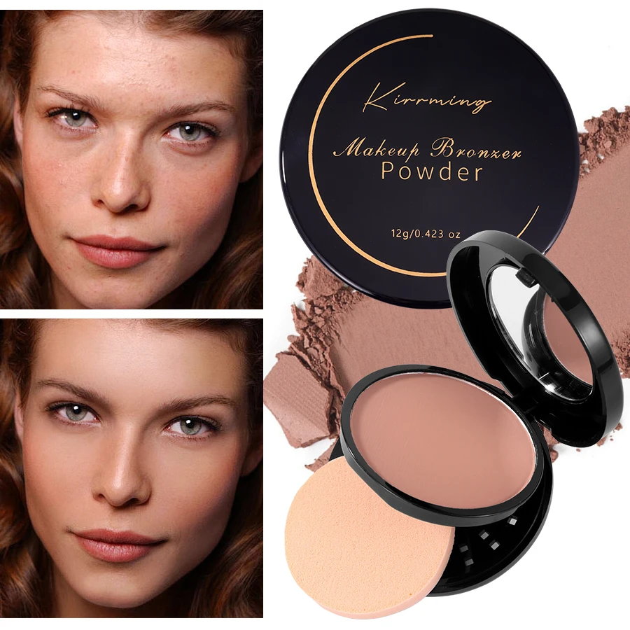 Kirrming Pressed Powder & Contouring Oil Control Waterproof Long Lasting Matte Delicate Compact Bronzing Powder For Dark Skin