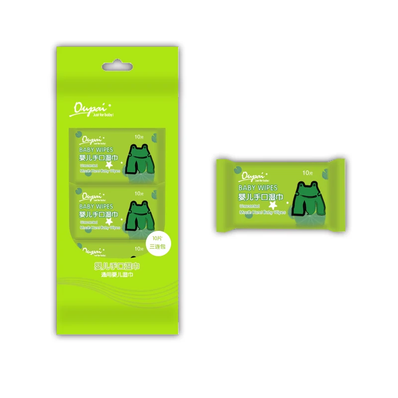 Custom Brand  Non-woven Individually Wrapped Pouch Wet Baby Mini Pocket Pack Wipes