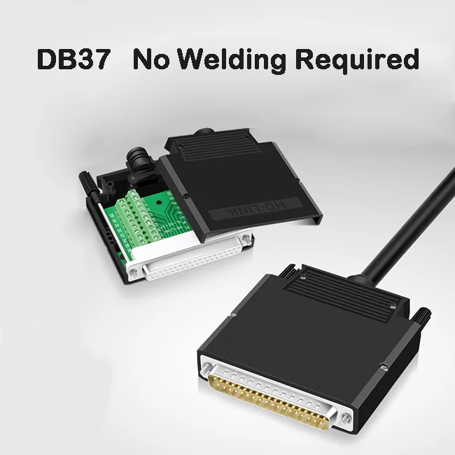 Connector DB37 D-SUB Female Jack 37 Pin Port Terminal Breakout With Shell 2 Row Solder-Free DB37 Male Adapter