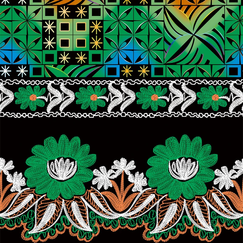 Henry Hibiscus Flowers With Tapa Blocks W/fringes Print Fabrics For Garment Custom Girls Clothing Wedding Dresses Small Order