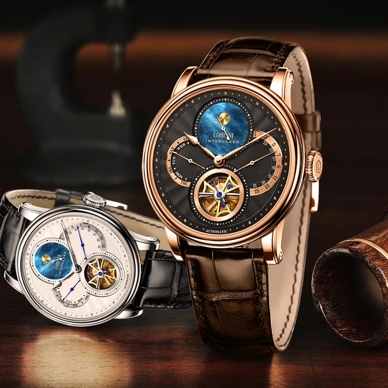  Lobinni скелетоны механические часы роскошные брендовые наручные автоматические для