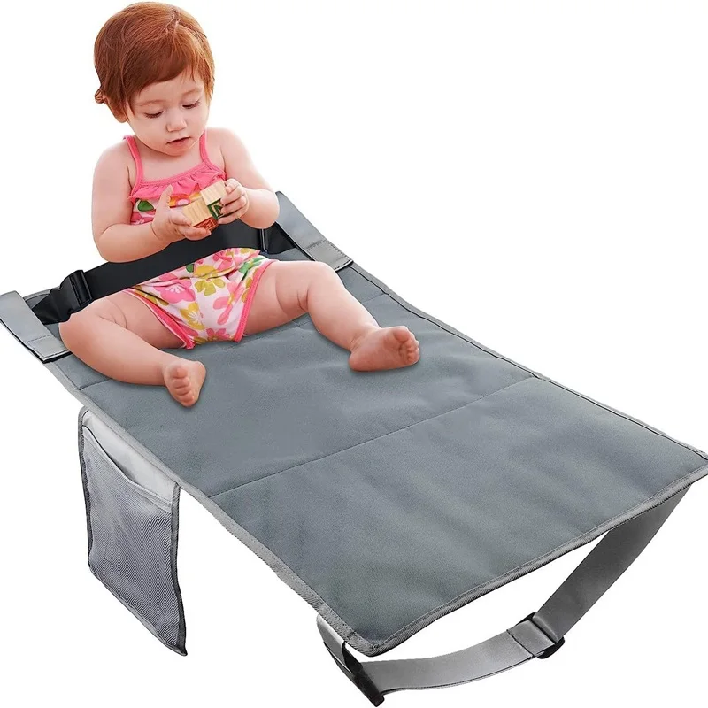 Portable Travel Foot Rest Hammock Toddler Bed Airplane Seat Extender Mat with Storage Pocket Fits Airplane Flights