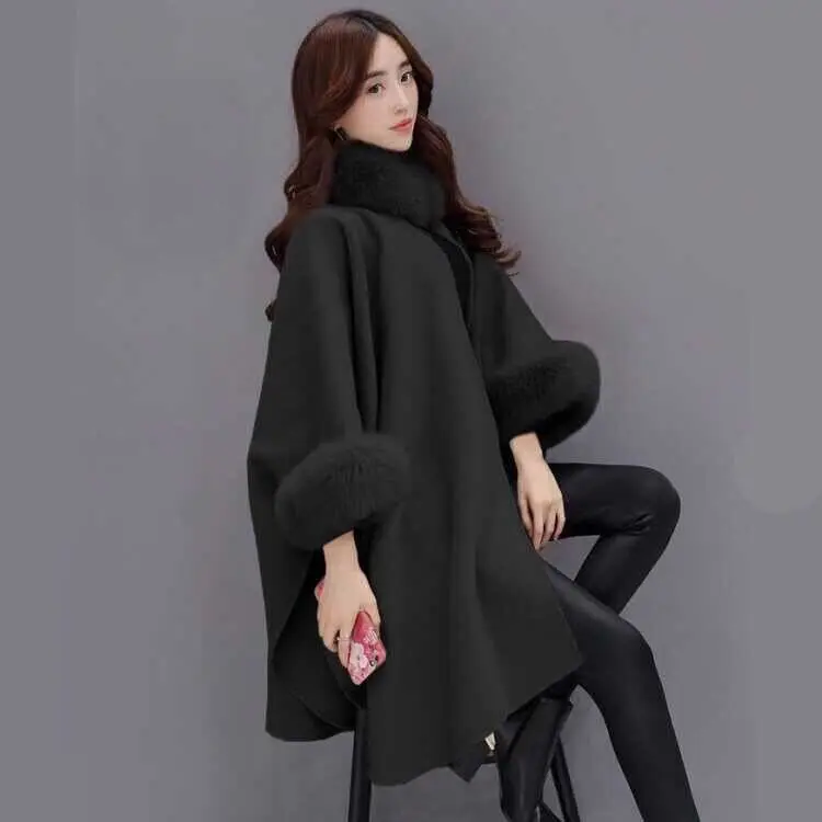 Hot New Products Faux Fox Fur Poncho Winter Fox Fur Shawl Woolen Shawl For Women