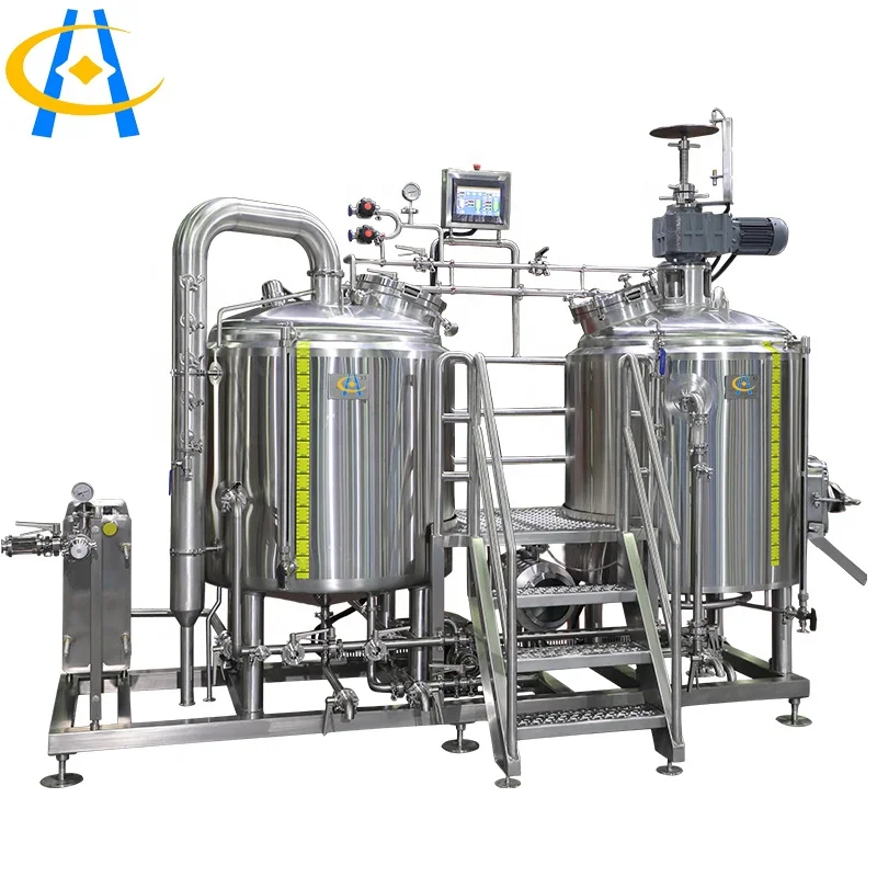 Craft beer small fast production stainless steel beer brewing equipment  with operating platform