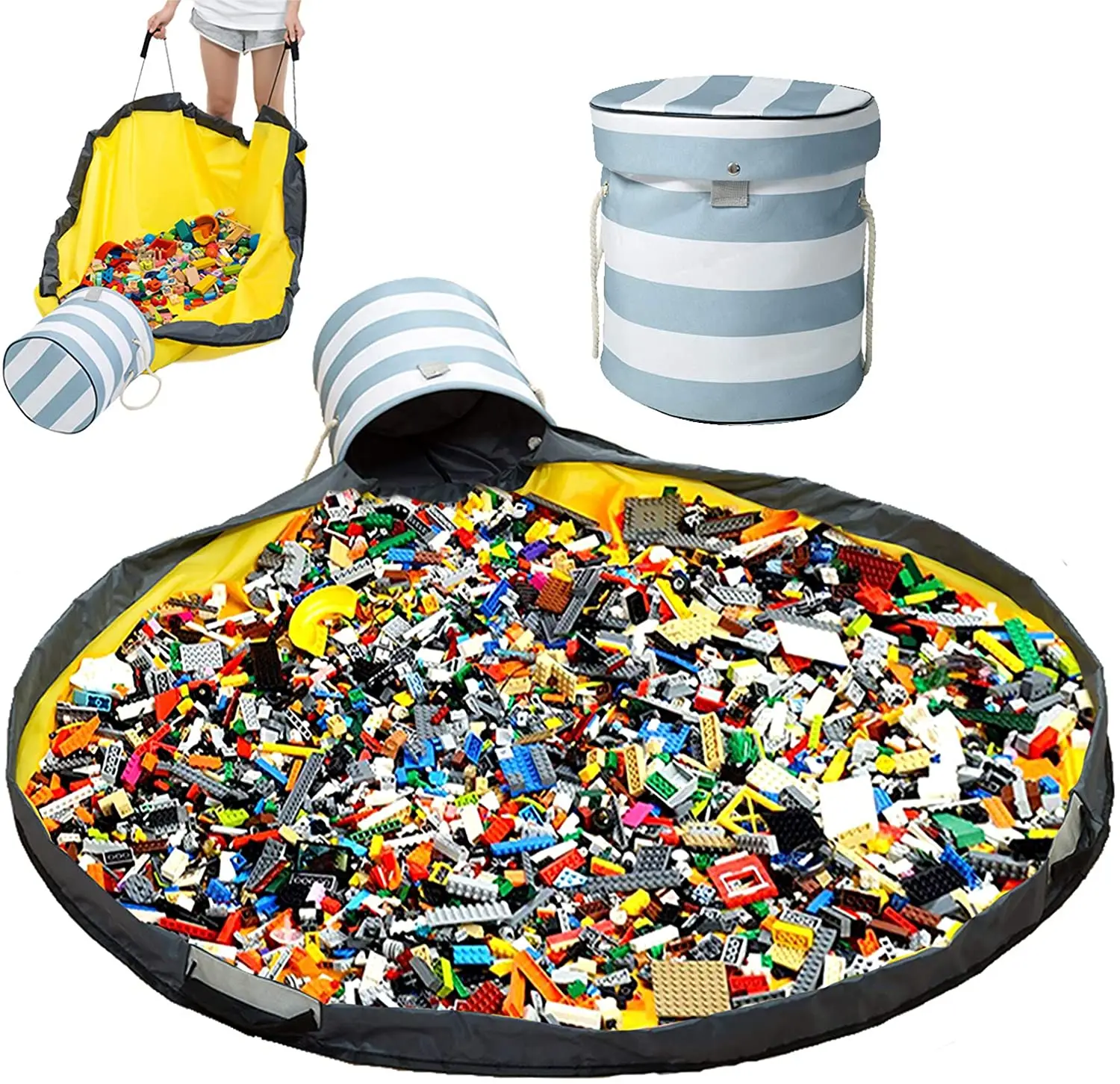 Indoor and Outdoor use Toy Storage Basket with Play Mat for Kids