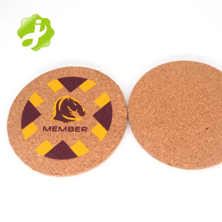 Hot Selling Cork Coaster Laser Engraving Drink Coaster Natural round Wooden Coaster Set