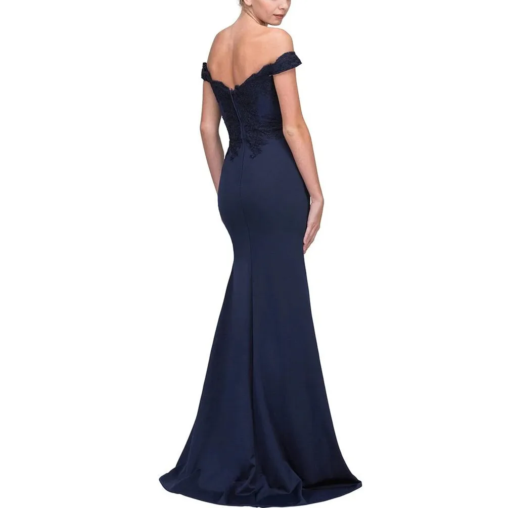 
Lace Appliqued Off-Shoulder Floor Length Long Formal Evening Party Dresses Women Lady Elegant 