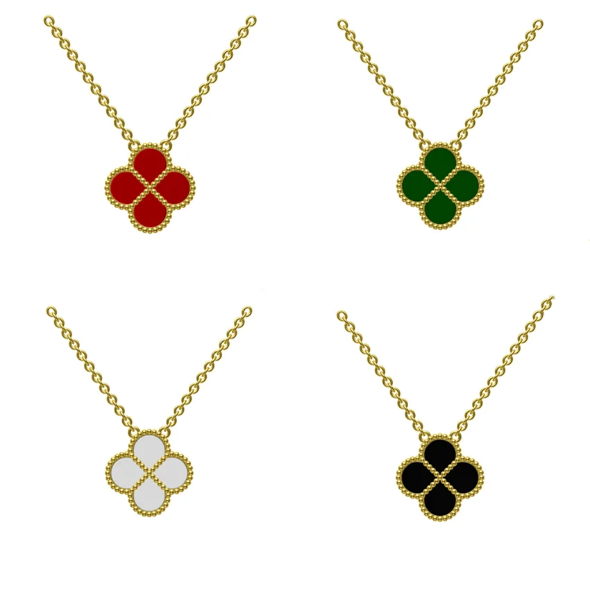 18K золотой кулон, роскошные женские часы с драгоценными камнями стразами на высоком модное ожерелье любовь клевер кулон.