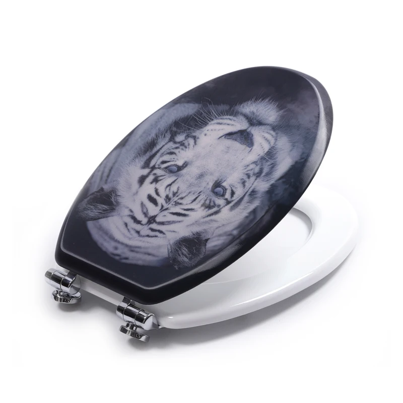 Bofan MDF black tiger wc toilet seat cover easy installation toilet lid cover with slow down hinges
