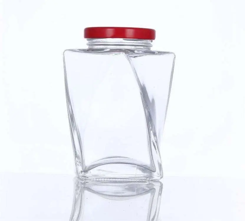Thickened honey glass jar Jam 500g high-quality honey bottle twist crystal white glass sealed jar