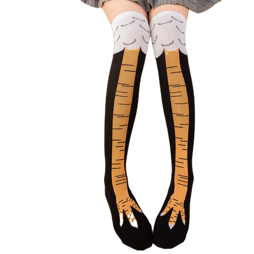 80% polyester 20% spandex Crazy Funny Chicken Legs Feet Over The Knee Socks Funny Gifts Party Novelty Socks For Women