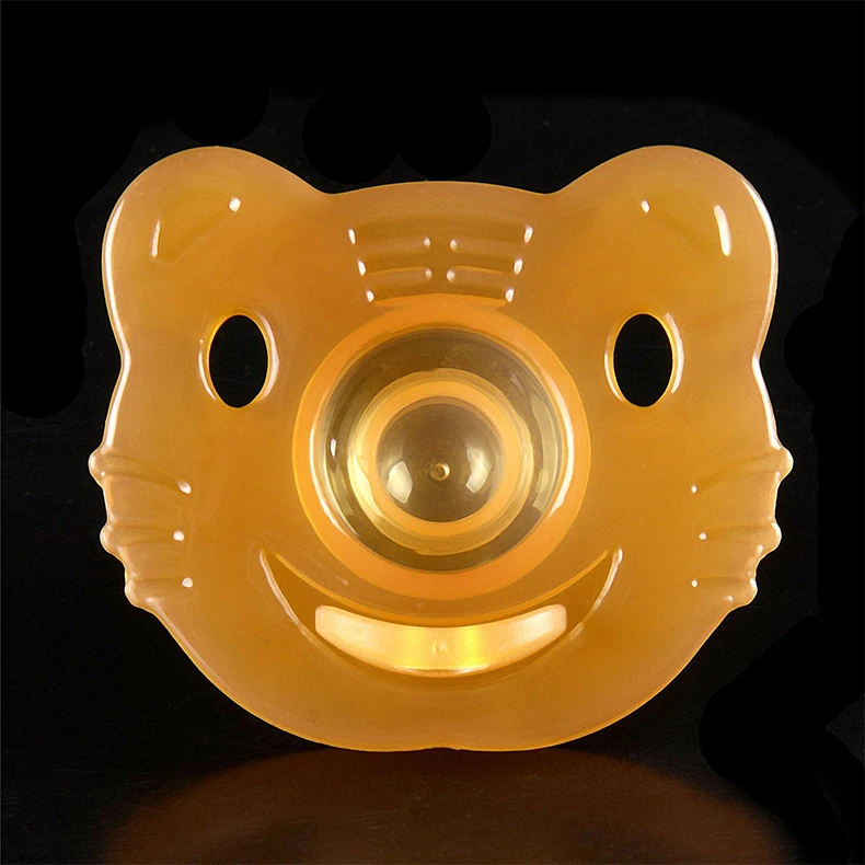Cartoon Tiger Shape Soothe Newborn Infant Baby Full Silicone Teething Pacifier Chain PP Storage Case Nano Silver