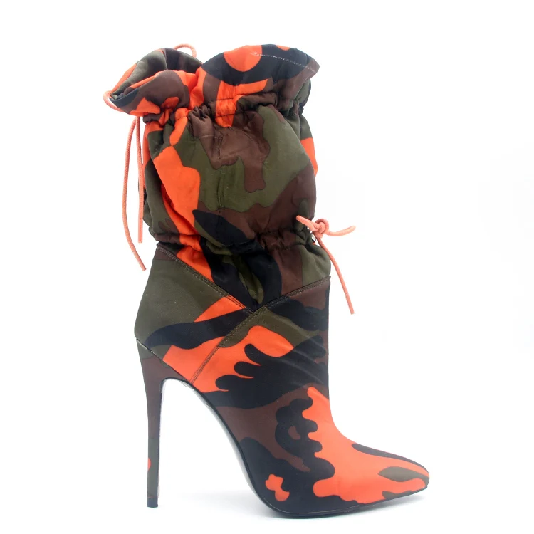 
 Женские зимние камуфляжные ботинки, женская обувь, ботинки, Полуботинки на каблуке, короткие камуфляжные ботинки для женщин  