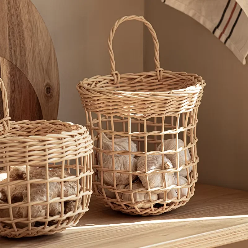 ECO Wall Hanging basket Garlic Onion baskets rattan wicker kitchen basket storage fruit Baby Toy Storage flower pots & planters