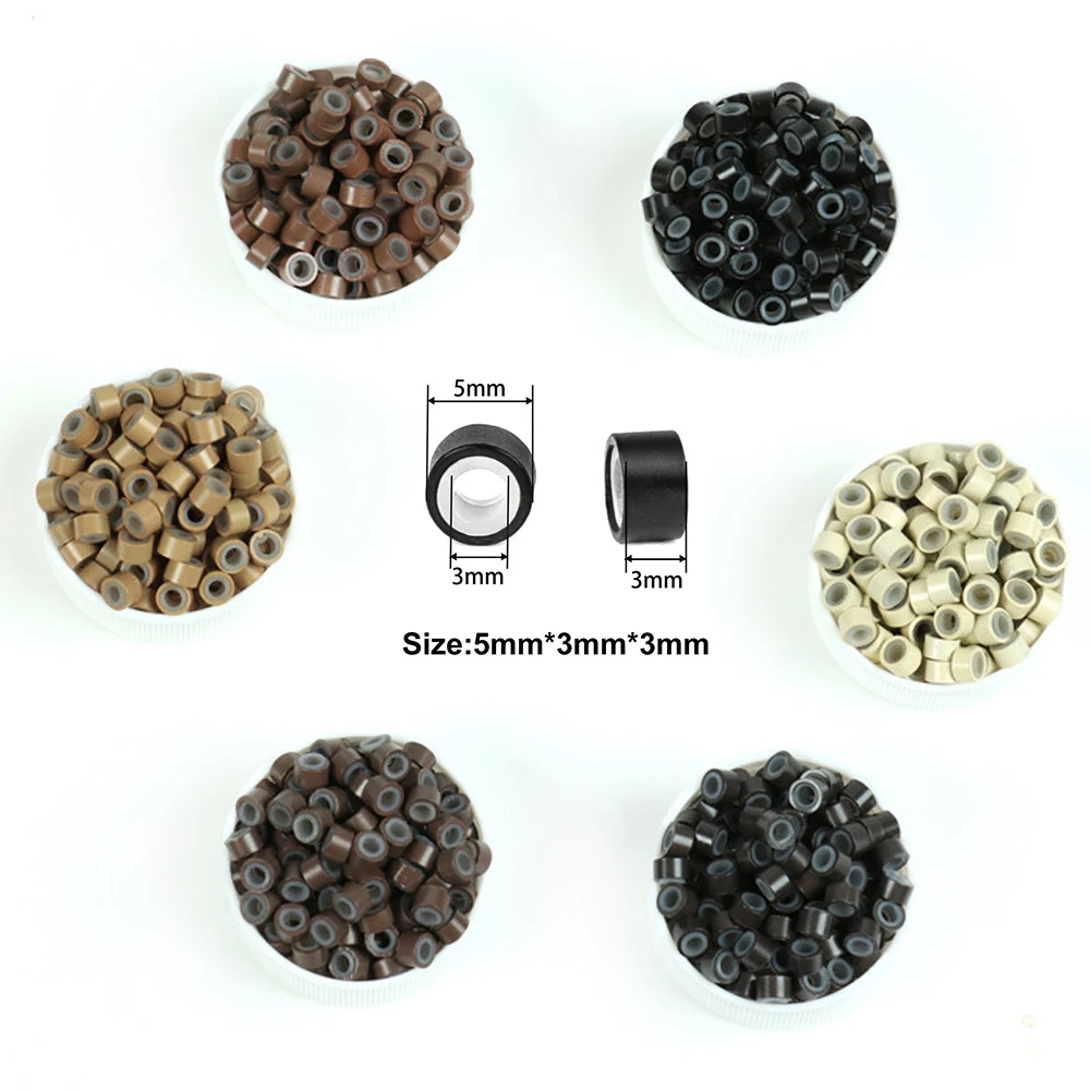 high quality customizable 5.0*3.0*3.0mm wholesales aluminum silicone lined tube micro rings connectors beads  micro rings beads