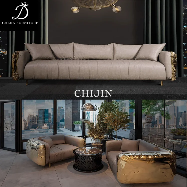 Modern Luxury Velvet Sofa Luxury Gold Border High End Customizable Living Room Sofa Furniture