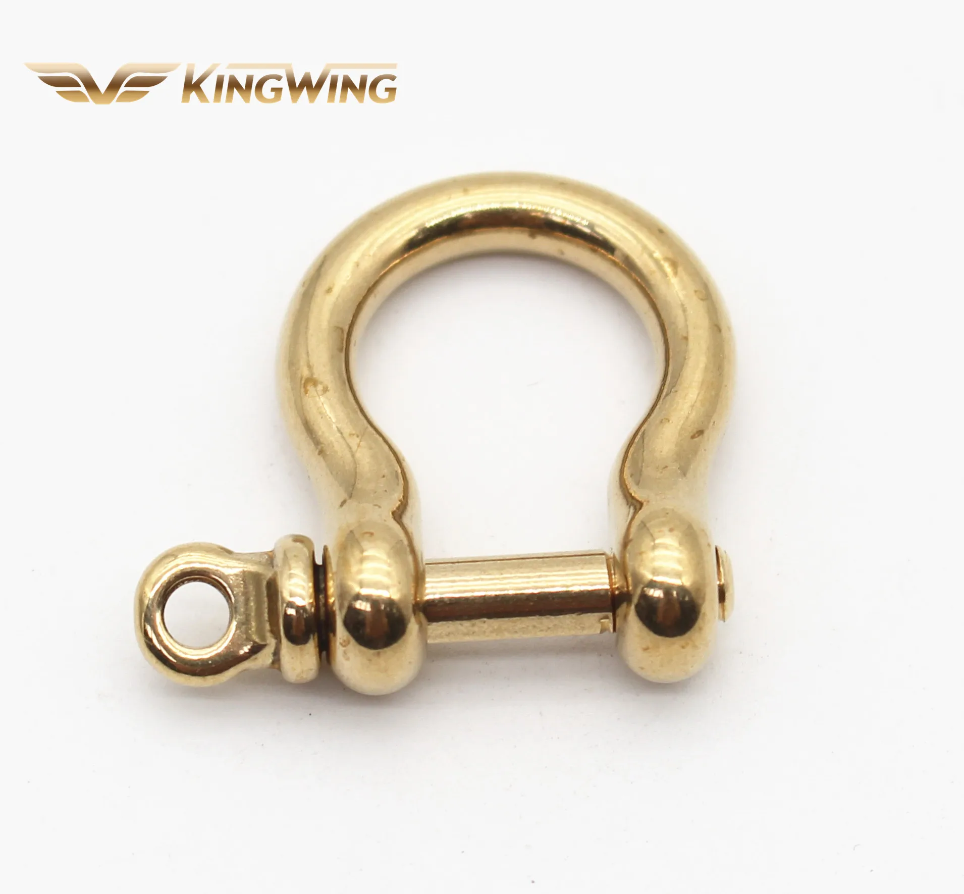 Solid brass metal keychain leather belt shackle d ring with screw Adjustable Bow Shackle